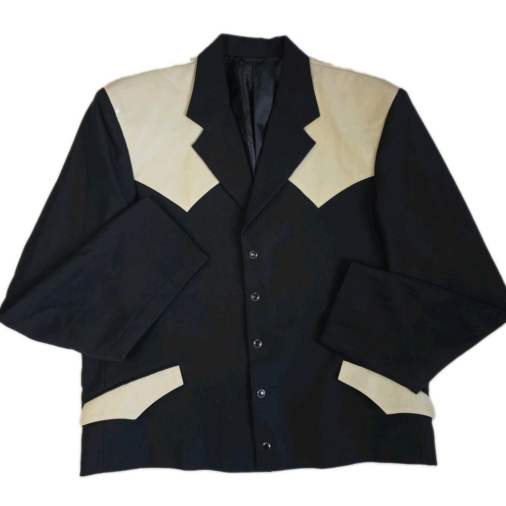 Vtg Sergio Vaducci Black Corduroy Western Blazer Jacket Men's‎ Small Pearl Snap